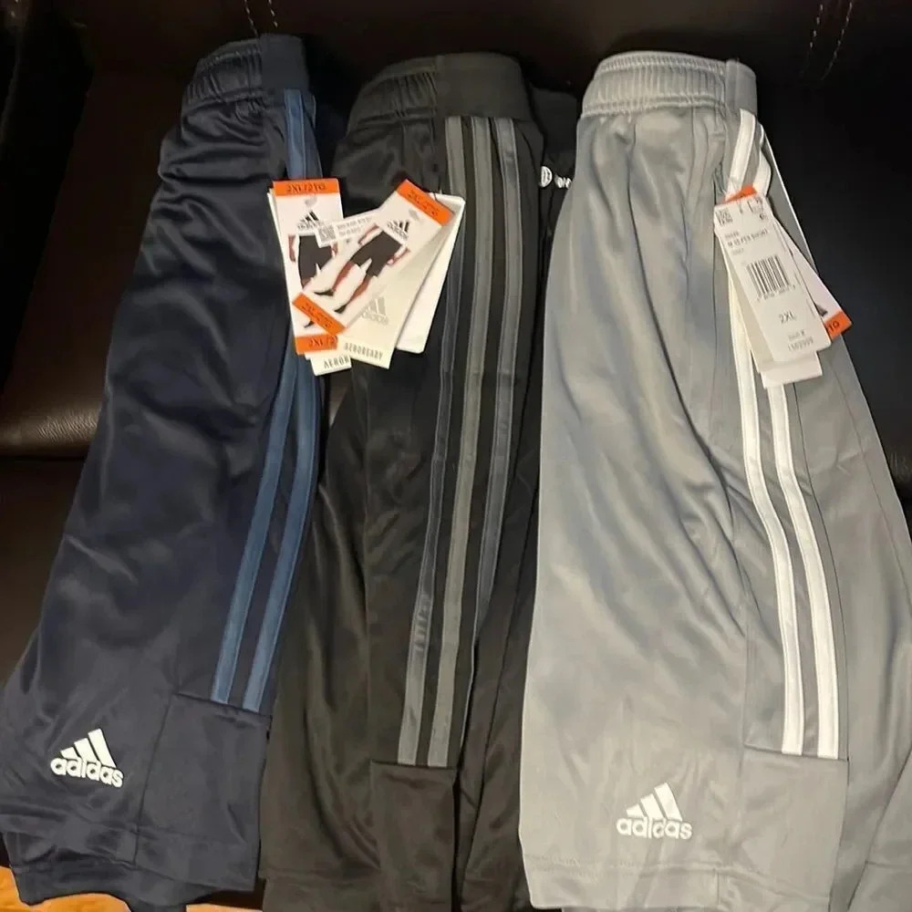 ADIDAS Men's 3-Stripe Logo 2-Zippered Pocket Shorts 3 Pair XXL Black Bl…